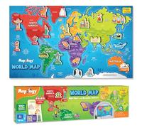 Imagimake Mapology Carte du monde avec autocollants réutilisables pour | Activité géographique interactive, apprentissage des pays, continents et monuments, cadeau de rentrée scolaire pour enfants