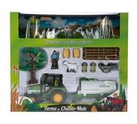 Imagin - Coffret élevage de vaches avec 2 vaches, tracteur, engin agricole, personnages et décors