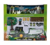 Imagin - Coffret élevage de vaches avec 2 vaches, tracteur, engin agricole, personnages et décors Vert G