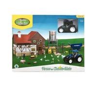 Imagin - Coffret Ferme 1:32 avec tracteur NEW HOLLAND, bâtiment, tour silo à grain, animaux et fermiers