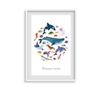 IMAGINE affiche-Affiches Animaux marins illustration - chambre enfant bébé - Décoration fille - Décoration Garçon -Idée cadeau Naissance - Thème animaux marins - (A4 (21x29,7cm))