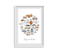 IMAGINE affiche-Affiches Engins et Véhicules-illustration - chambre enfant bébé - Décoration fille - Décoration Garçon -Idée cadeau Naissance - Thème Engins et Véhicules (A3 (29,7x42cm))
