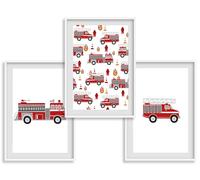 IMAGINE affiche-Affiches Pompiers - chambre enfant bébé - Décoration fille - Décoration Garçon -Idée cadeau Naissance - Thème Camion Pompiers (A4 (21x29,7cm))