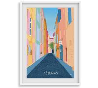 Imagine Affiche- Pézenas-Hérault - France - Décoration Salon- Affiche - Décoration Chambre- Style Papier Peint- méditerranée - Souvenir Cadeau été -Tableau décoration Murale (A4(21x29,7cm))