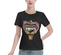 Imagine%Band Dragons Pop Rock T-Shirts pour Femmes, nouveauté décontractée à Manches Courtes, Cadeau pour Les Fans, Noir, M