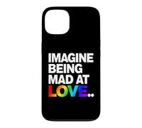 Imagine Being Mad At Love Pride Typographie Arc-en-Ciel Coque pour iPhone 13