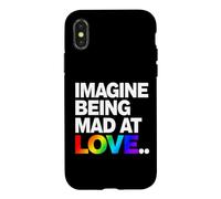 Imagine Being Mad At Love Pride Typographie Arc-en-Ciel Coque pour iPhone X/XS