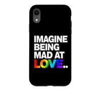 Imagine Being Mad At Love Pride Typographie Arc-en-Ciel Coque pour iPhone XR