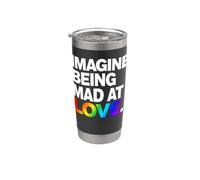 Imagine Being Mad At Love Pride Typographie arc-en-ciel Gobelet isotherme en acier inoxydable double paroi