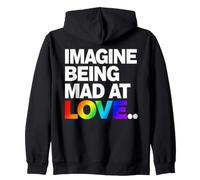 Imagine Being Mad At Love Pride Typographie Arc-en-Ciel Sweat à Capuche