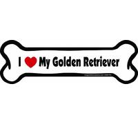 Imagine CE en Forme d'os de Voiture Aimant, I Love My Golden Retriever, 5,1 cm par 17,8 cm