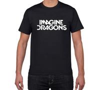 Imagine Dragons pok Harajuku T Shirt Men Letters Print 100% Cotton Casual Street Wear Tee Shirt Homme Men Black Manches Courtes(XX-Large)