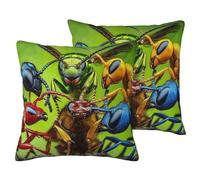 Imagine Insects on Bright Leaves Taie d'oreiller imprimée imitation lin en mélange de polyester avec fermeture éclair invisible pour canapé, lit, décoration de bureau 40,6 x 40,6 cm