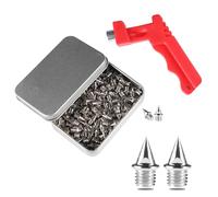 IMAGINE Lot de 120 crampons en acier inoxydable de 6,35 mm pour chaussures de golf et de cross country avec clé à crampons, pointes de rechange pour chaussures de sport courtes