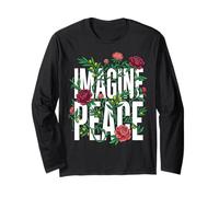 Imagine Peace Floral Botanical Harmony Message Manche Longue