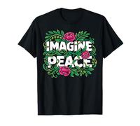Imagine Peace Floral Botanical Harmony Message T-Shirt