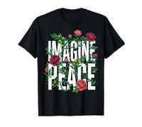 Imagine Peace Floral Botanical Harmony Message T-Shirt