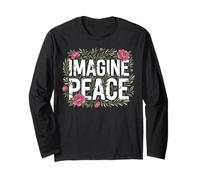 Imagine Peace Floral Message Inspirational Art Manche Longue