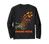 Imagine Peace Tank Butterfly Flowers Manche Longue