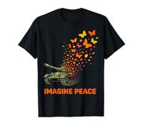 Imagine Peace Tank Butterfly Flowers T-Shirt