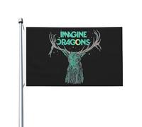 Imagine Pop Rock Band Dra*gons Drapeau double face 90x150 cm - Bannière murale décorative en polyester - Drapeau de jardin pour extérieur/intérieur - cadeau concert