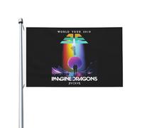 Imagine Pop Rock Band Dra*gons Drapeau double face 90x150 cm - Bannière murale décorative en polyester - Drapeau de jardin pour extérieur/intérieur - cadeau concert