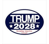 Imagine This Company Trump 2028 Aimant ovale avec inscription « Keeping America Great » (blanc/bleu/blanc) - Aimants amovibles pour voitures, réfrigérateurs, casiers et plus encore - Accessoires de