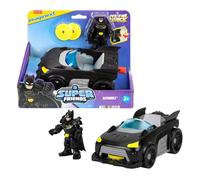 Imaginext Coffret Batmobile Metal Force DC Super Friends avec véhicule, Figurine articulée Batman de 7,5 cm et Accessoires, Lanceur et 2 disques Inclus, JFJ68