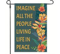 Imaginez Tous Les Gens Vivant En Paix Drapeau Double Face Drapeau De Jardin Couleurs Vives Garden Flag Pour Extérieur Intérieur Maison 30X45Cm