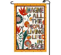 Imaginez Tous Les Gens Vivant En Paix Drapeau Double Face Garden Flag Couleurs Vives Bannière Pour Extérieur Mur Fête 30X45Cm