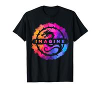 Imaginez Un Dragon rétro Fantastique coloré T-Shirt