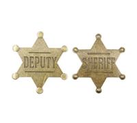 iMagitek Lot de 2 badges étoile du shérif adjoint - Insigne de gilet de police occidentale - Accessoire de costume occidental - Décorations de fête sur le thème de la police de cowboy occidental