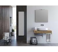 IMAGO FACTORY - Composition Meuble de salle de bain GIOIA 90 cm : haut blanc, lavabo en céramique, miroir LED, poignée - Design italien