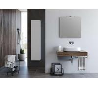 IMAGO FACTORY - Composition meuble de salle de bain GIOIA 90 cm : haut noyer, lavabo en céramique, miroir LED, poignée - Design italien