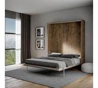 IMAGO FACTORY Kento - Lit Mural Rabattable et Escamotable, Couleur Noyer, Made in Italy, Matelas Non Inclus, Économisez de l'espace