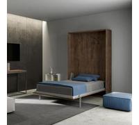 IMAGO FACTORY Kento - Lit Mural Rabattable, Simple et Pliable, Escamotable en Noyer, Empilable Made in Italy, Matelas Non Inclus, Économisez de l'espace, Livré Démonté