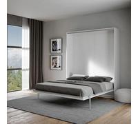 IMAGO FACTORY Kento - Meuble pour lit double escamotable, lit pliable, matelas non compris, le lit double rétractable arrive démonté, fabriqué en Italie (blanc frêne)