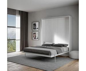 IMAGO FACTORY Kento - Meuble pour lit double escamotable, lit pliable, matelas non compris, le lit double rétractable arrive démonté, fabriqué en Italie (blanc frêne)