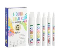 IMALPQPP 5 Feutres Craie Blancs Effaçables pour Fenêtres et Tableau - Marqueur craie, feutre vitre effacable, feutre pour vitre effacable, pointes 1/3/6/10/15 mm