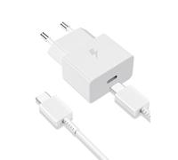 iMangoo 25W Chargeur USB C Secteur avec 1m Câble USB C pour Samsung S26 | Prise Secteur USBC Adapteur pour Galaxy A17 A16 A57 A37 A26 A56 A36 S25 S24 S23 S22 S21 S20 Ultra S10 S9 A06 Z Fold7 Blanc