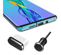 iMangoo Bouchon Anti-Poussière Type C Ensemble, Protéger USB C Port Prise Jack Protection en Aluminium dans Smartphone Bouchon Anti-poussière pour Samsung S10 A20e A41 P30 Lite P40 Lite Poco M3 Noir