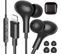 iMangoo Écouteurs filaires Lightning certifiés MFi pour Apple, écouteurs intra-auriculaires magnétiques avec basses HiFi, 3 embouts micro, écouteurs filaires pour salle de sport, trajets pour iPhone