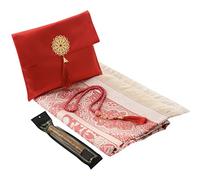 Imani Aksa Cadeau Musulman-(Tapis de prière avec Sac)-Transportable-Tapis prière- Tapis priere Musulman- Seccade-Islam-Ramadan,Aïd Hajj, Umrah, Mariage, Naissance (Rouge 2 (tesbih et miswak))