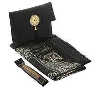 Imani Aksa Cadeau Musulman-(Tapis de prière avec Sac)-Transportable-Tapis prière- Tapis priere Musulman- Seccade-Islam-Ramadan,Aïd Hajj, Umrah, Mariage, Naissance (Noir 2 (tesbih et miswak))