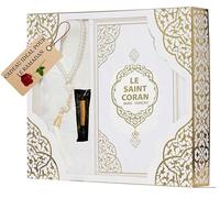 Imani Aksa Coffret Cadeau Musulman-Saint Coran Tapis de prière, tesbih, Coran- Tapis prière muuslman- Islam-Ramadan,Aïd Hajj, Umrah, Mariage, Naissance, Mevlid Muslim (Blanc (Arabe et français))