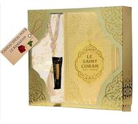 Imani Aksa Coffret Cadeau Musulman-Saint Coran Tapis de prière, tesbih, Coran- Tapis prière muuslman- Islam-Ramadan,Aïd Hajj, Umrah, Mariage, Naissance, Mevlid Muslim (Gold (Arabe et français))