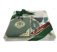 Imani Aksa Coffret Cadeau Musulman-(Tapis de prière, tasbih, Livre de sourate)- Tapis prière- Coffret Islam-Ramadan,Aïd Hajj, Umrah, Mariage, Naissance, Mevlid Muslim… (Vert 1)