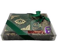 Imani Aksa Coffret Cadeau Musulman-(Tapis de prière, tasbih, Livre de sourate)- Tapis prière- Coffret Islam-Ramadan,Aïd Hajj, Umrah, Mariage, Naissance, Mevlid Muslim… (Vert 2)