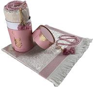 Imani Aksa Coffret Cadeau Musulman-(Tapis de prière, tasbih, Misvak)-Seccade-Tapis prière- Tapis priere Musulman- Coffret Islam-Ramadan,Aïd Hajj, Umrah, Mariage, Naissance, Mevlid (Ramadan Rose)