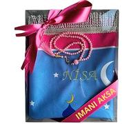 Imani Aksa Tapis de prière Musulman avec nom pour Enfants personnalisé - Tapis de prière et Tapis de prière Tesbih-Seccade- Sajadah- Islamique-Namaz- Janamaz- Coffret Cadeau Islam (Rose)